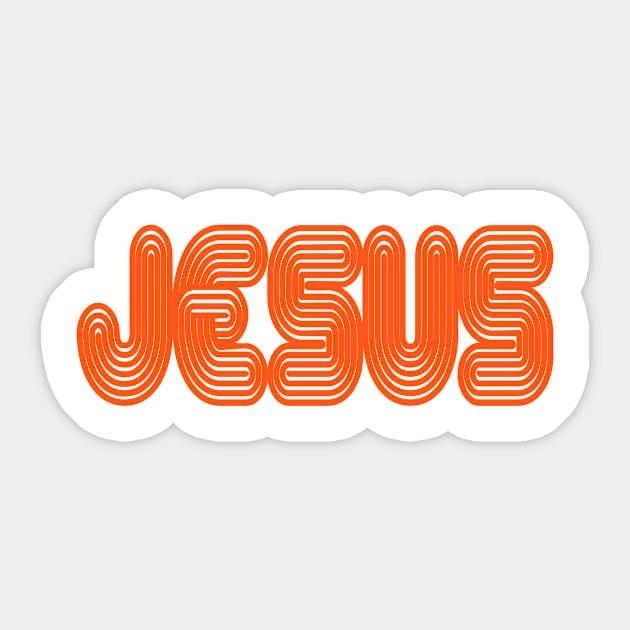 Jesus retro orange Sticker by ApparelByBornAgain